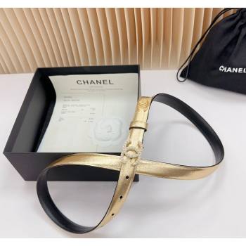 Chanel Belt 2cm with Pearls CC Buckle in Calfskin Gold-Tone 2024 0617 (99-240617031)