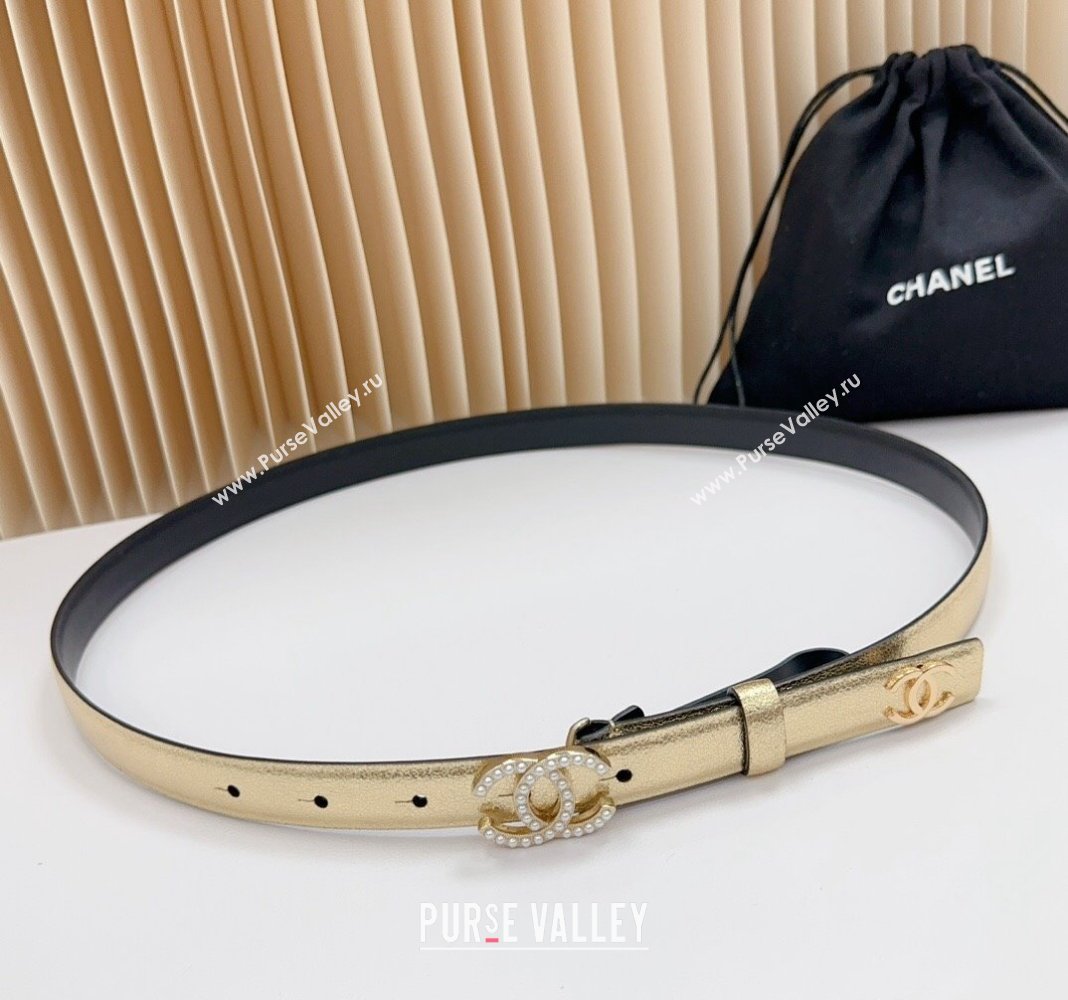 Chanel Belt 2cm with Pearls CC Buckle in Calfskin Gold-Tone 2024 0617 (99-240617031)