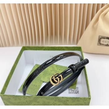 Gucci Patent Leather Belt 1.2cm with GG Buckle Black/Gold 2024 0617 (99-240617071)