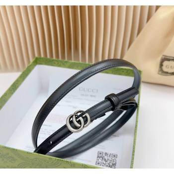 Gucci Calf Leather Belt 1.2cm with GG Buckle Black/Silver 2024 0617 (99-240617076)