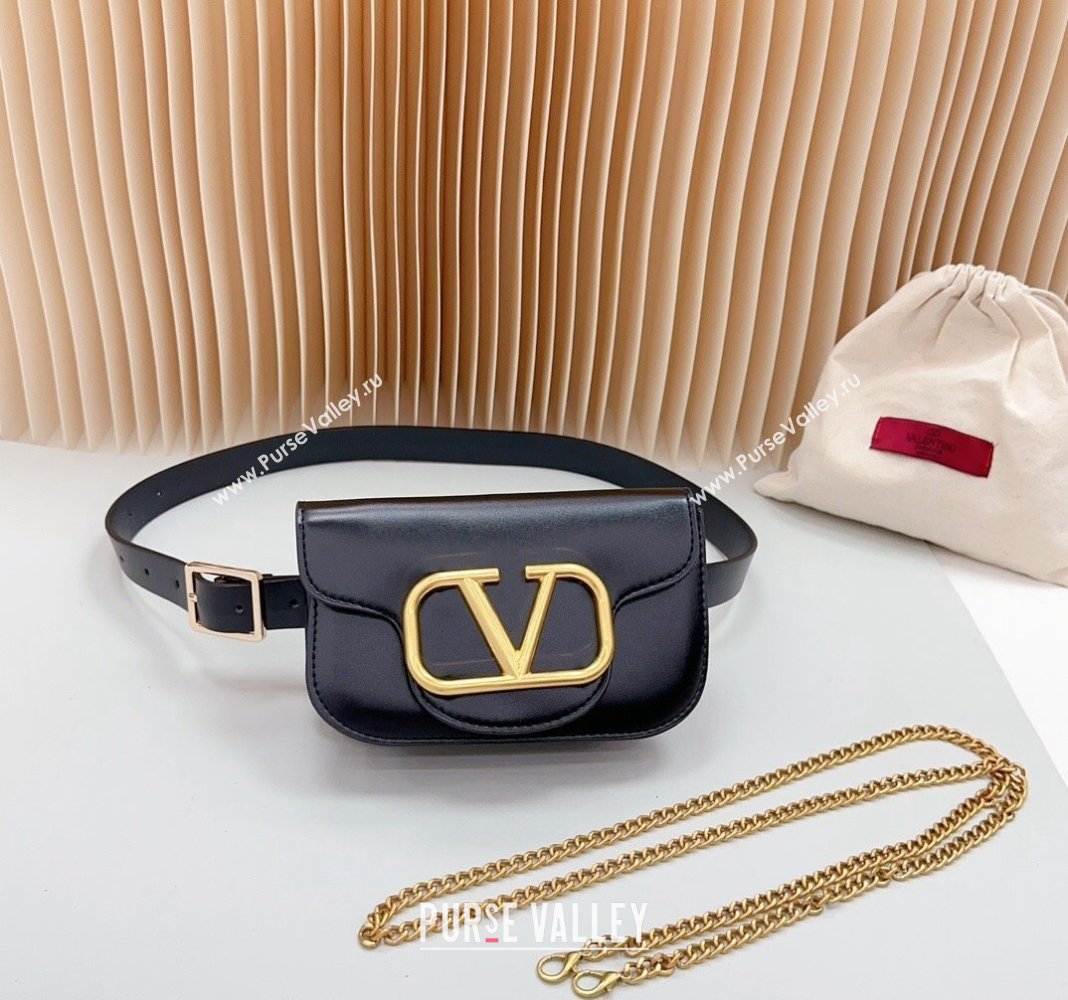 Valentino VLogo Pouch Belt in Calfskin Black 2024 0614 (99-240615075)