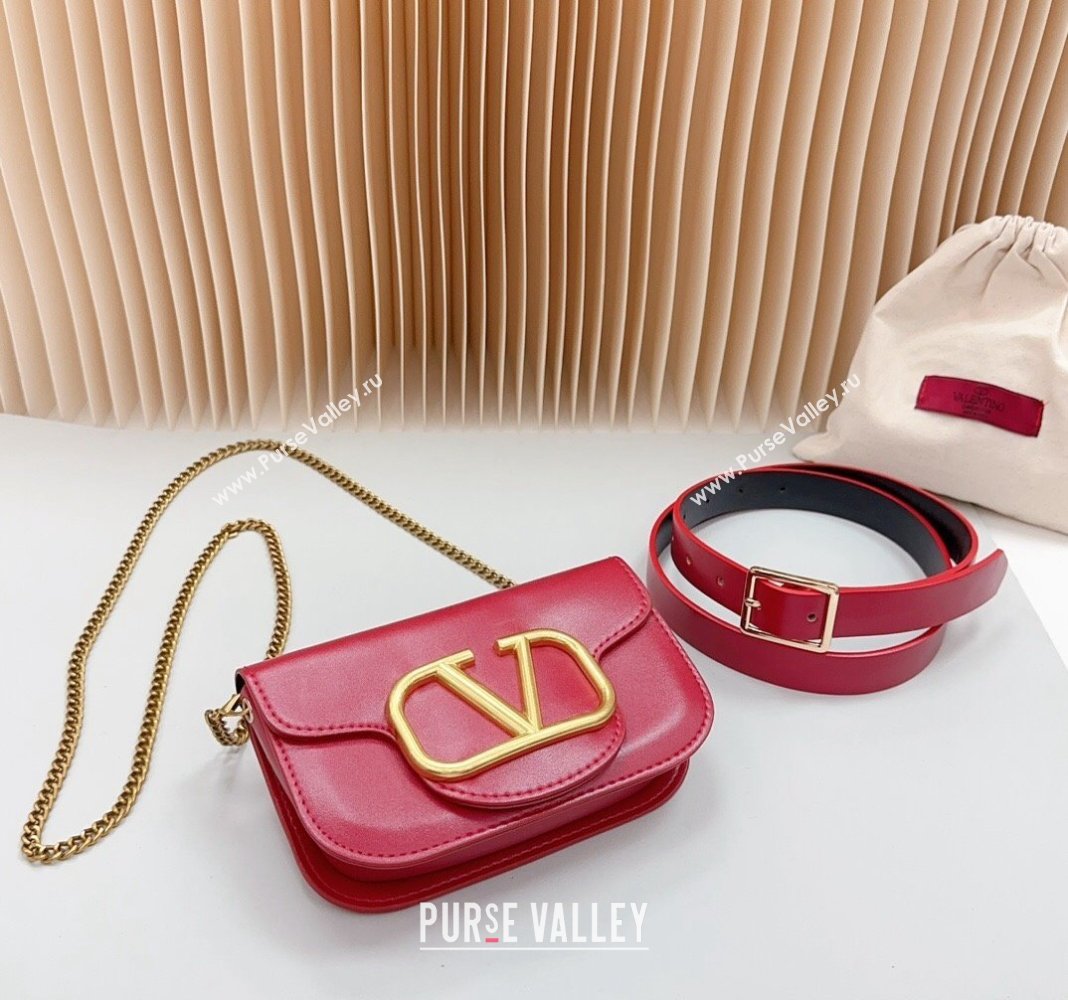 Valentino VLogo Pouch Belt in Calfskin Red 2024 0614 (99-240615076)