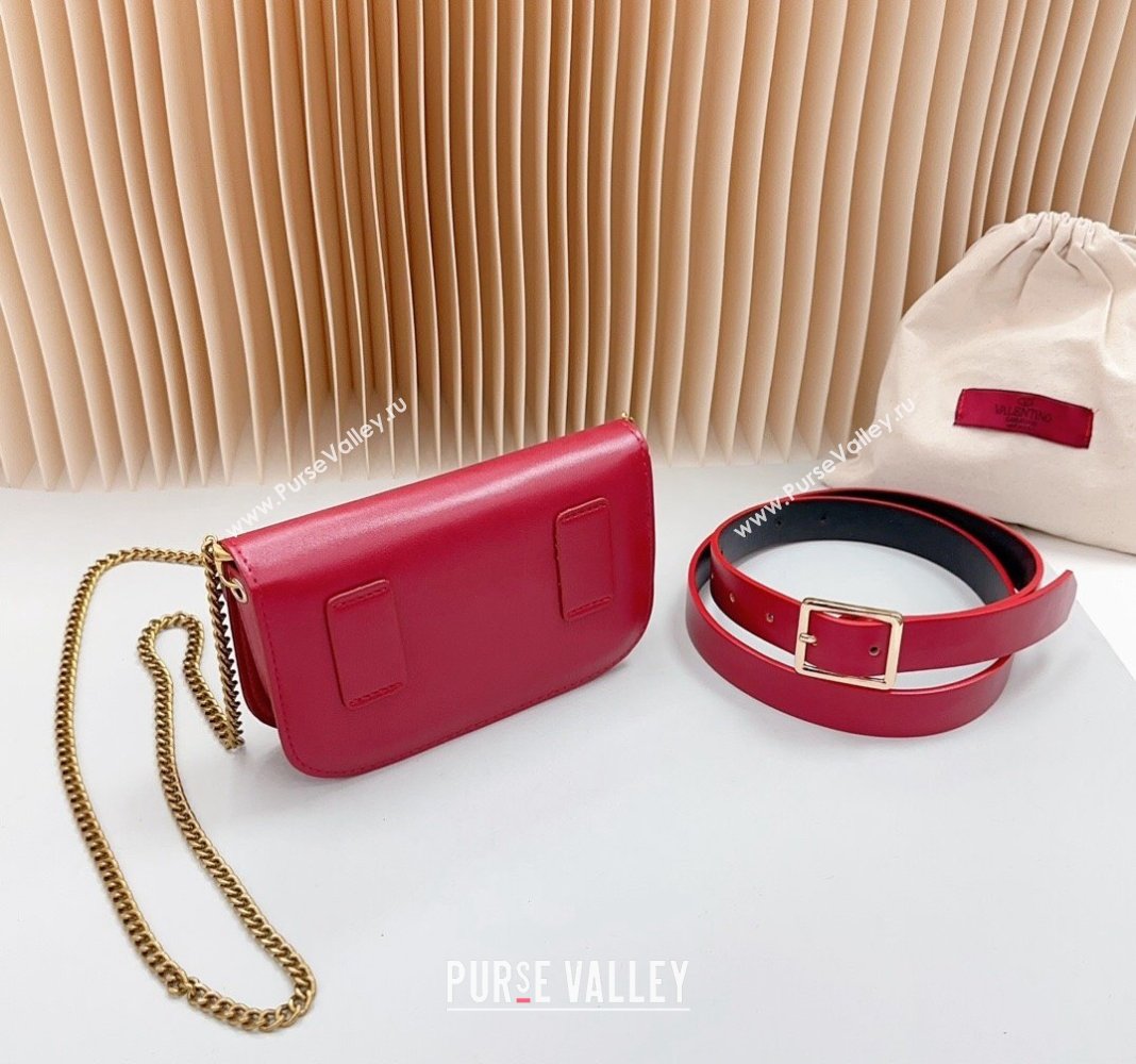 Valentino VLogo Pouch Belt in Calfskin Red 2024 0614 (99-240615076)