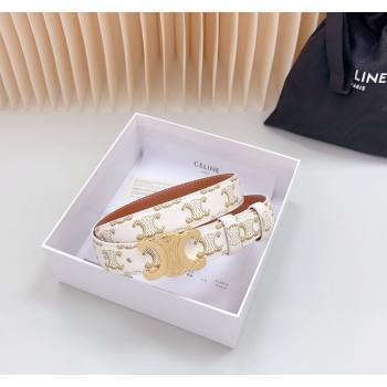 Celine Triomphe Canvas Belt 2.5cm White 2024 0615 (99-240617002)