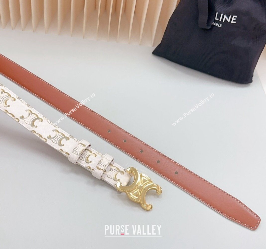 Celine Triomphe Canvas Belt 2.5cm White 2024 0615 (99-240617002)