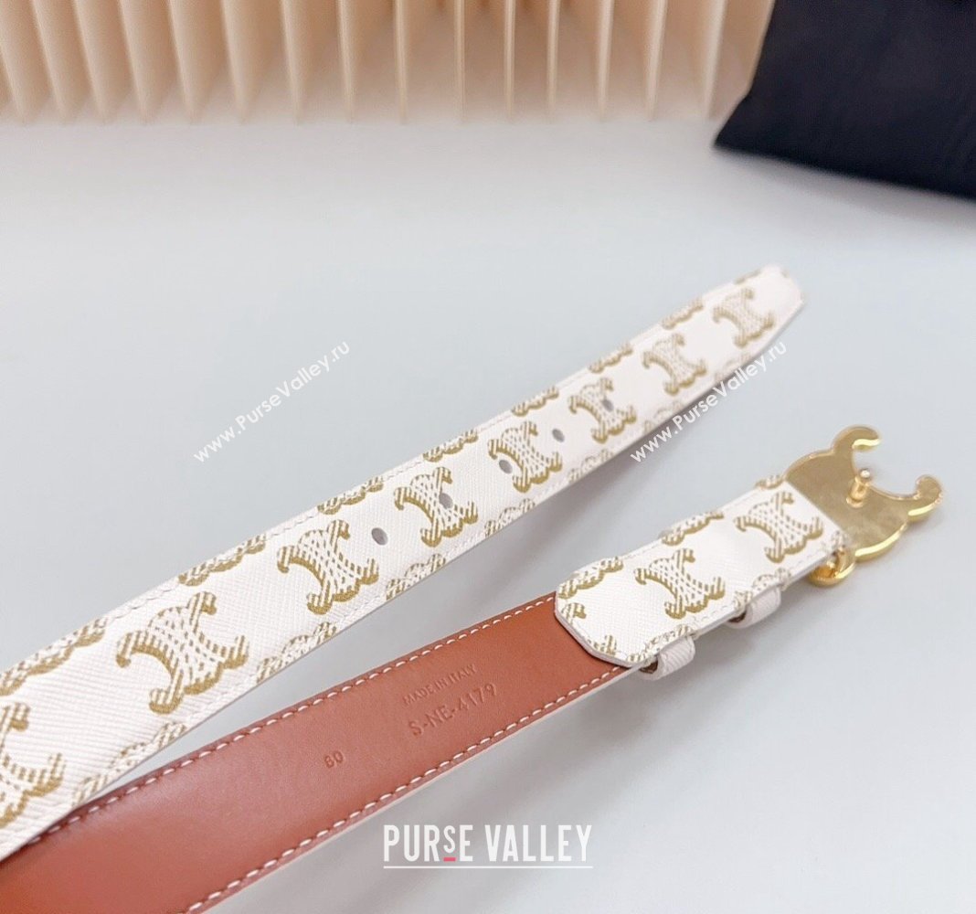 Celine Triomphe Canvas Belt 2.5cm White 2024 0615 (99-240617002)