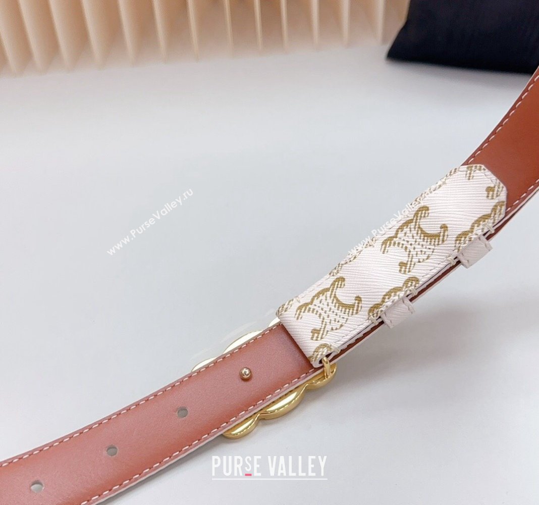 Celine Triomphe Canvas Belt 2.5cm White 2024 0615 (99-240617002)