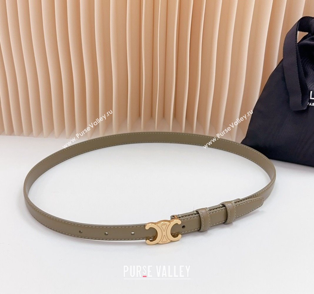 Celine Leather Belt 2.5cm Khaki Green 2024 0615 (99-240617004)