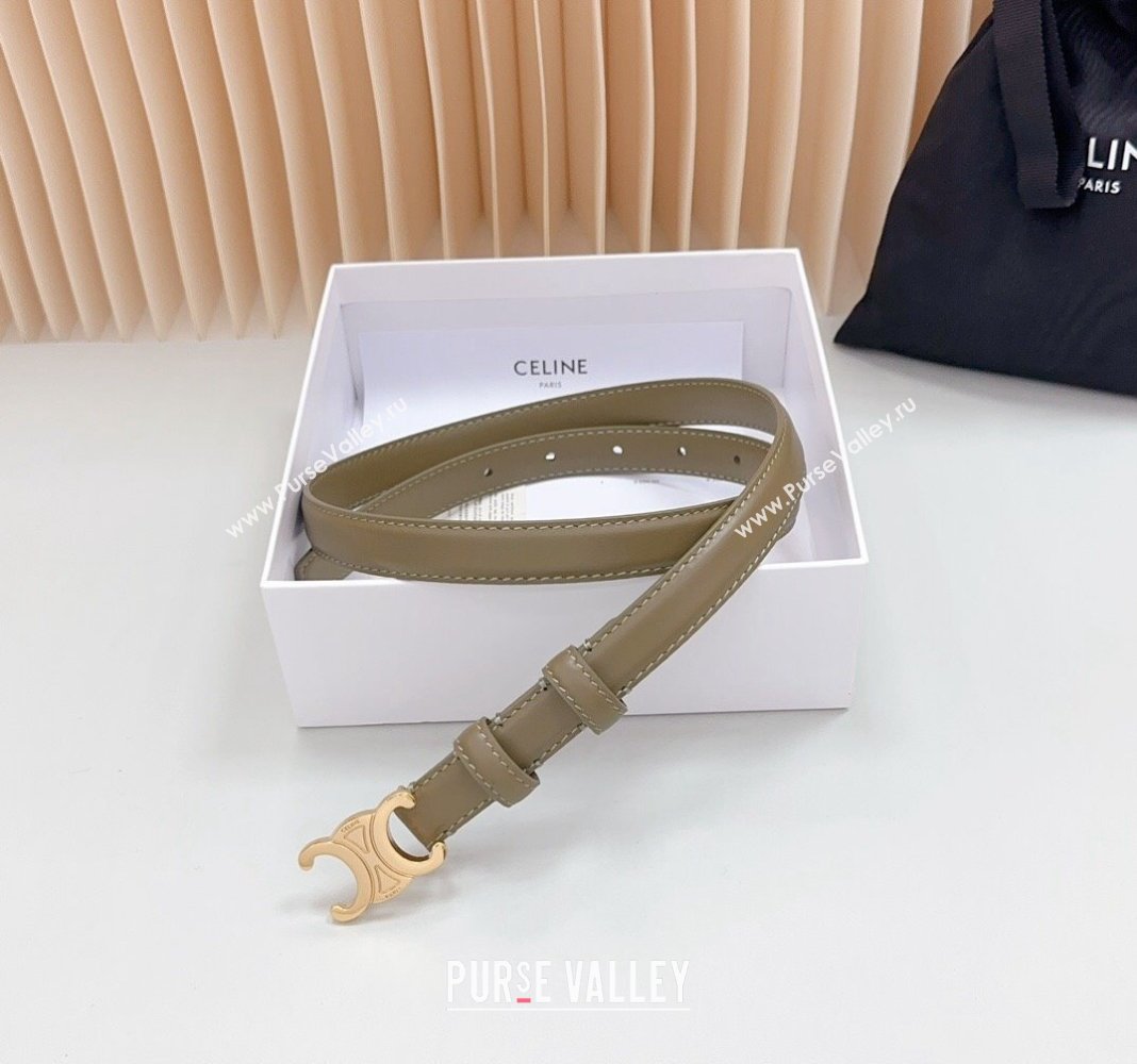 Celine Leather Belt 2.5cm Khaki Green 2024 0615 (99-240617004)