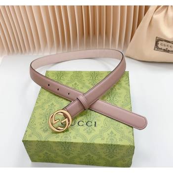 Gucci Leather Belt 2.5cm with Interlocking G Dark Nude 2024 0617 (99-240617058)