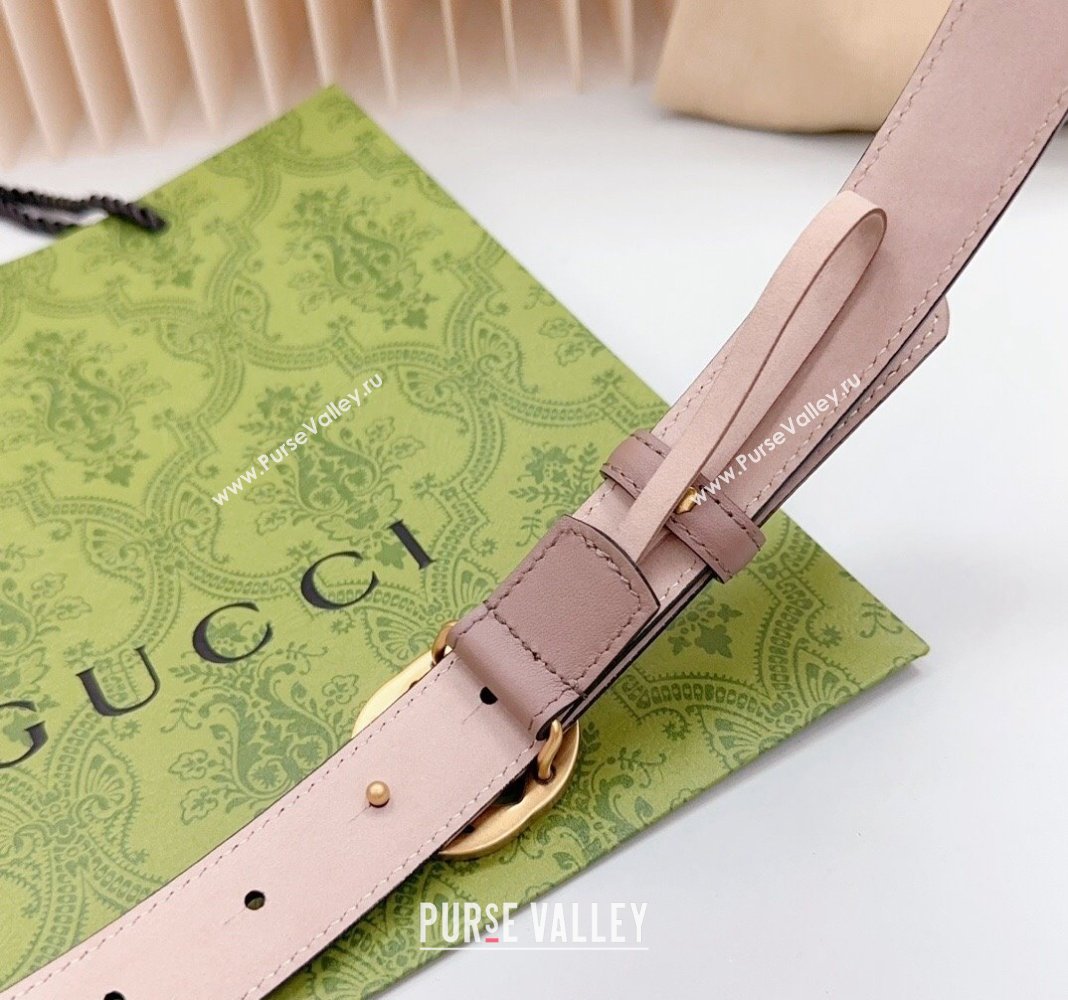 Gucci Leather Belt 2.5cm with Interlocking G Dark Nude 2024 0617 (99-240617058)