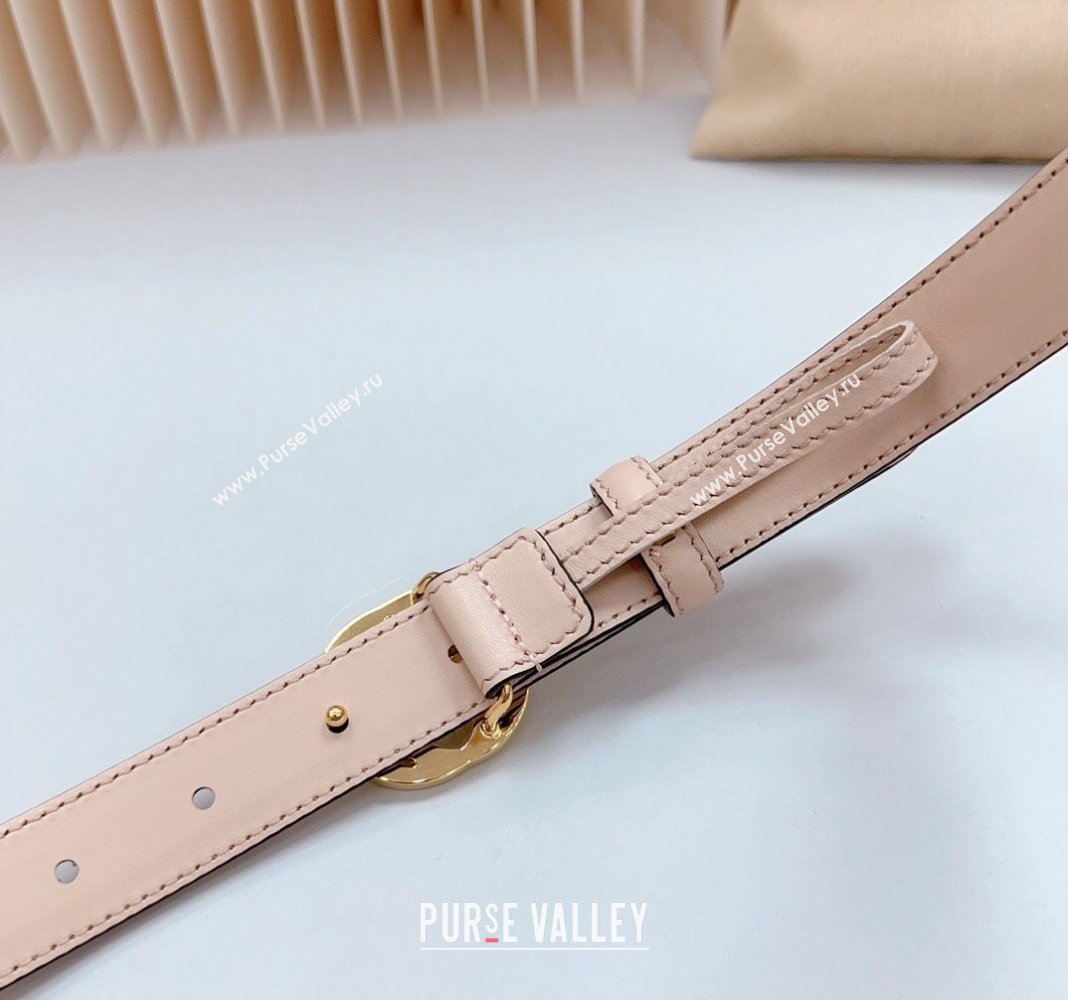 Gucci Leather Belt 2.5cm with Interlocking G Apricot/Gold 2024 0617 (99-240617069)