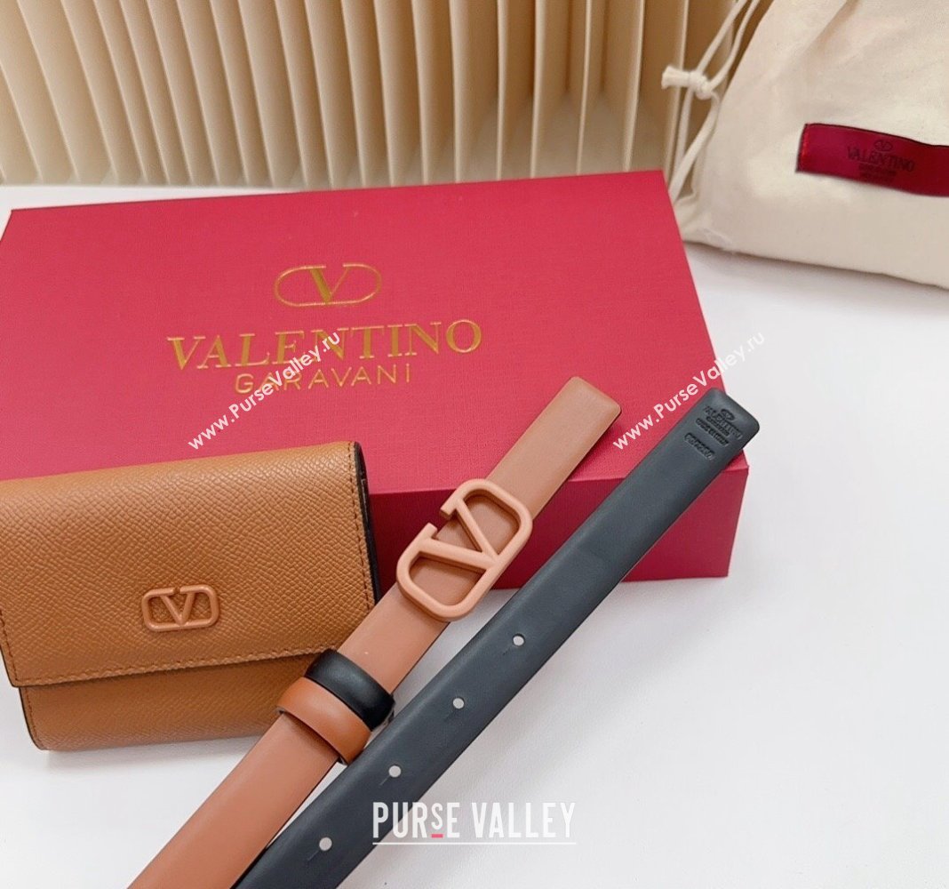 Valentino VLogo Wallet Pouch Belt 2cm in Calfskin Brown 2024 0613 (99-240615080)