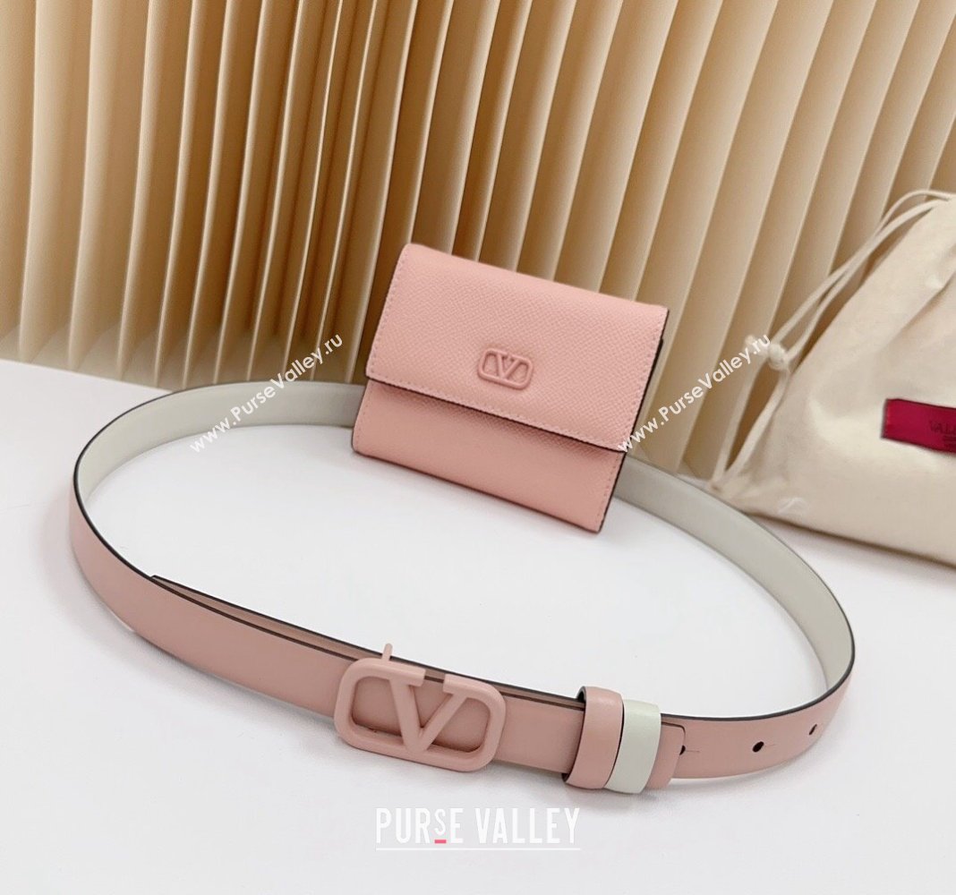 Valentino VLogo Wallet Pouch Belt 2cm in Calfskin Light Pink 2024 0613 (99-240615083)