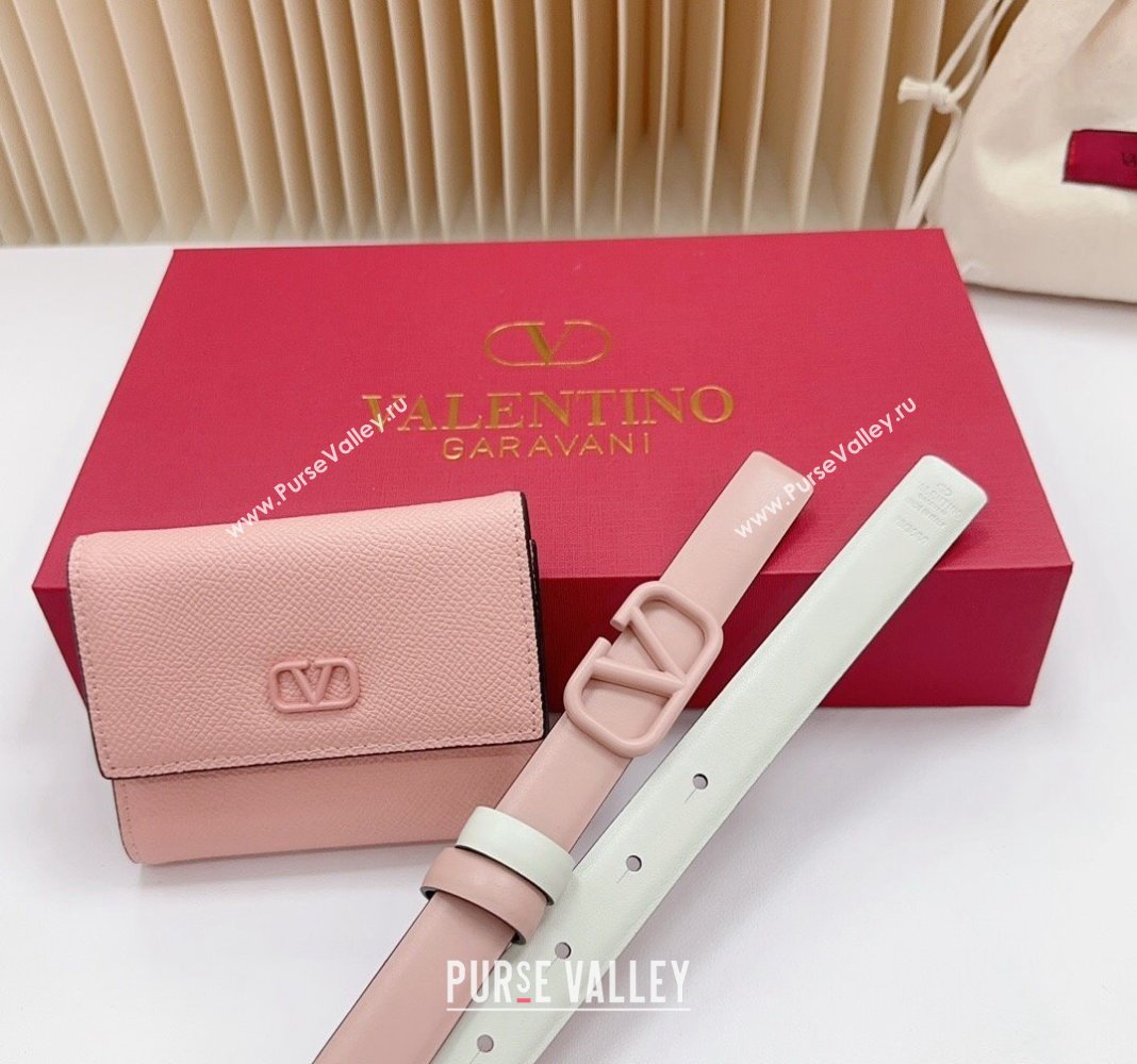 Valentino VLogo Wallet Pouch Belt 2cm in Calfskin Light Pink 2024 0613 (99-240615083)