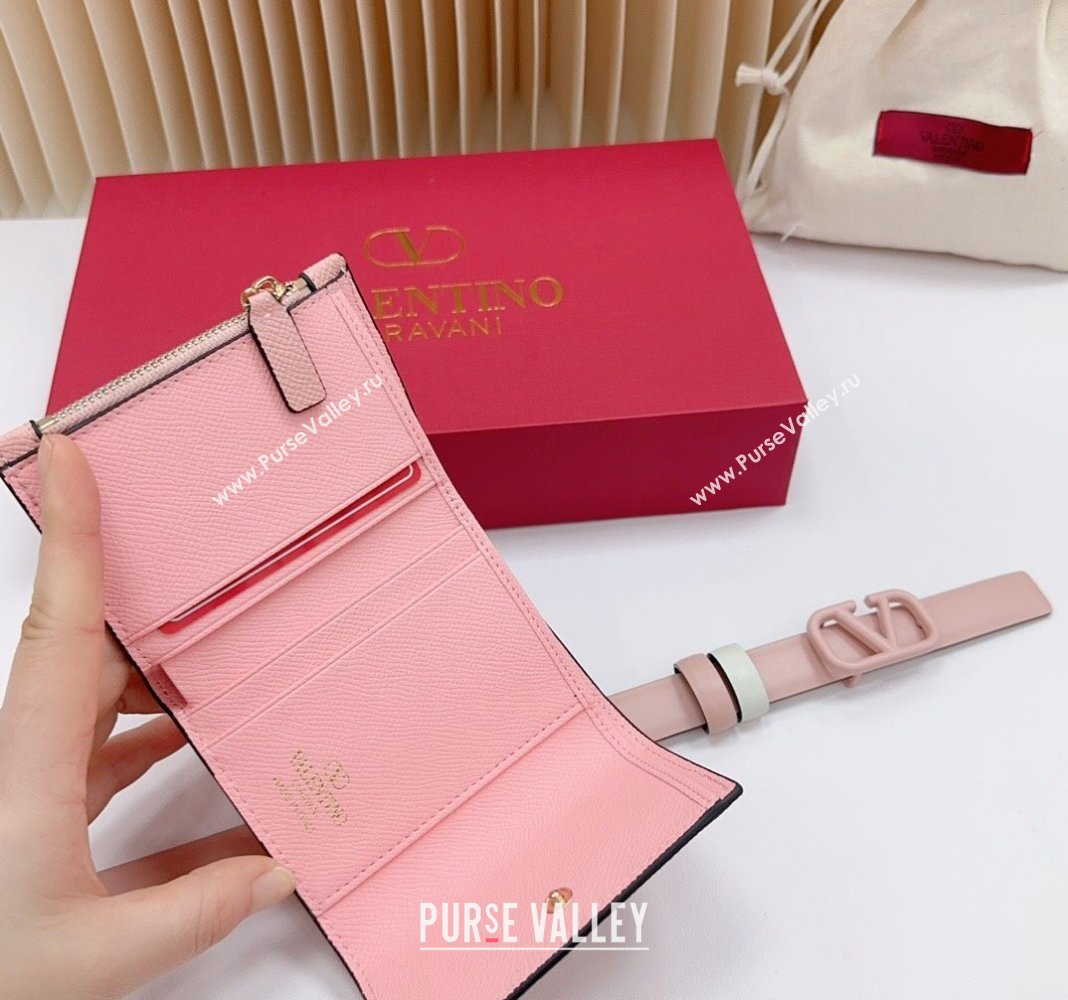 Valentino VLogo Wallet Pouch Belt 2cm in Calfskin Light Pink 2024 0613 (99-240615083)