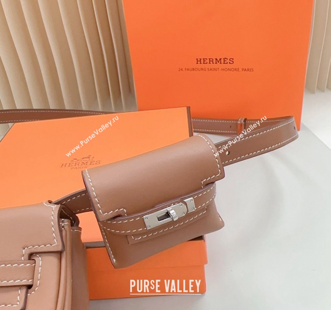 Hermes Calfskin Pouch Belt/Belt Bag Brown 2024 0617 (99-240617080)