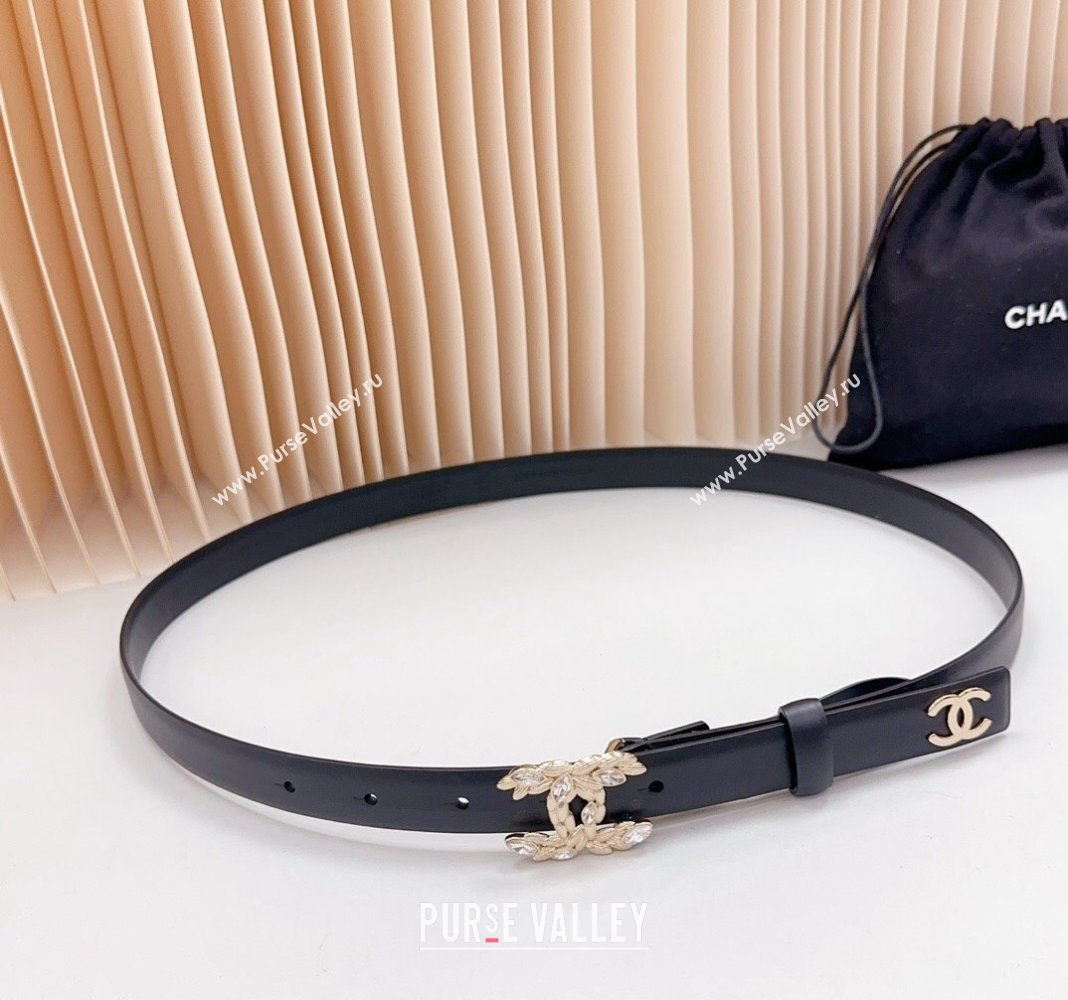 Chanel Calfskin Belt 2cm with Strass CC Buckle Black/Gold 2024 0617 (99-240617008)