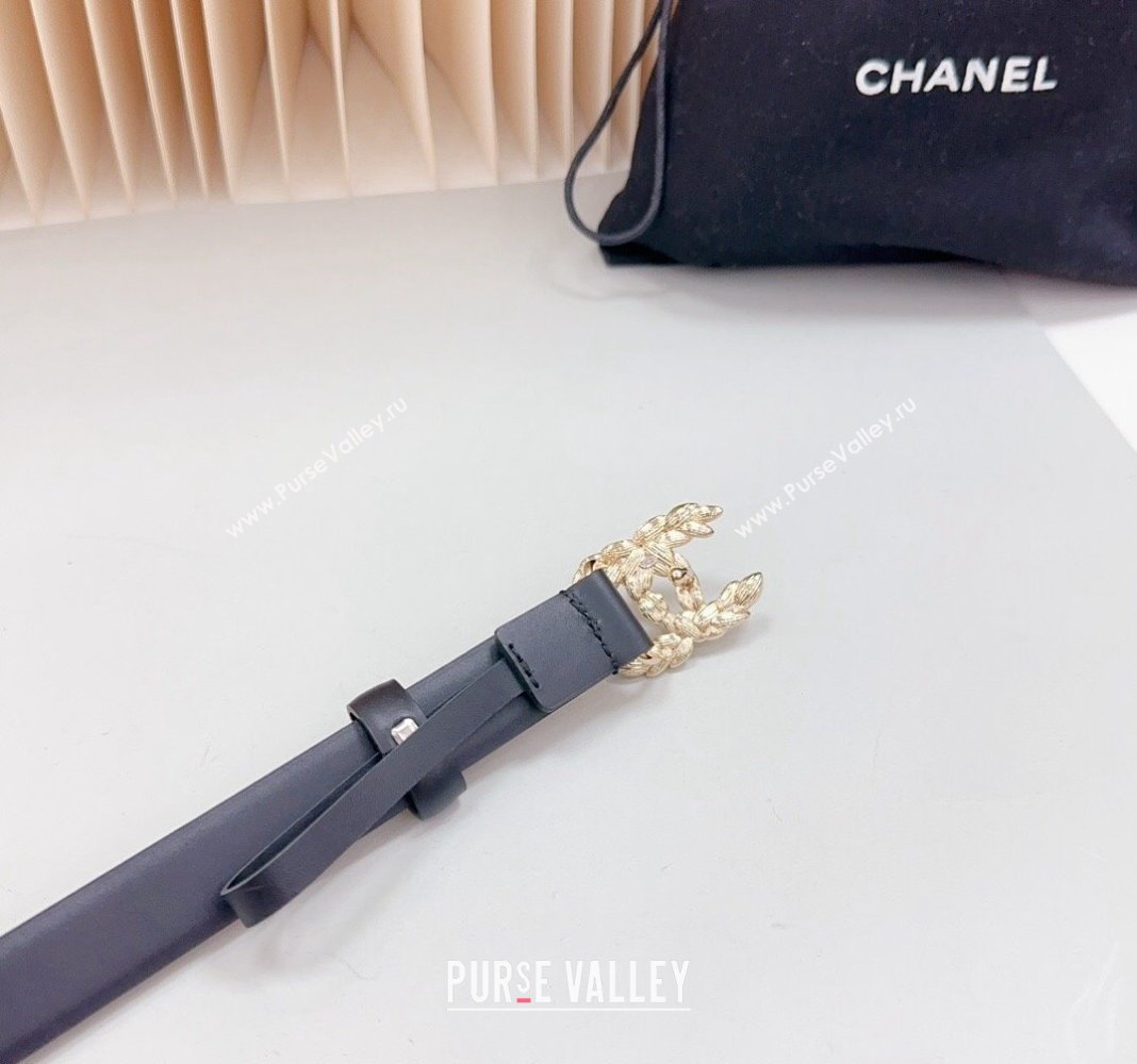 Chanel Calfskin Belt 2cm with Strass CC Buckle Black/Gold 2024 0617 (99-240617008)