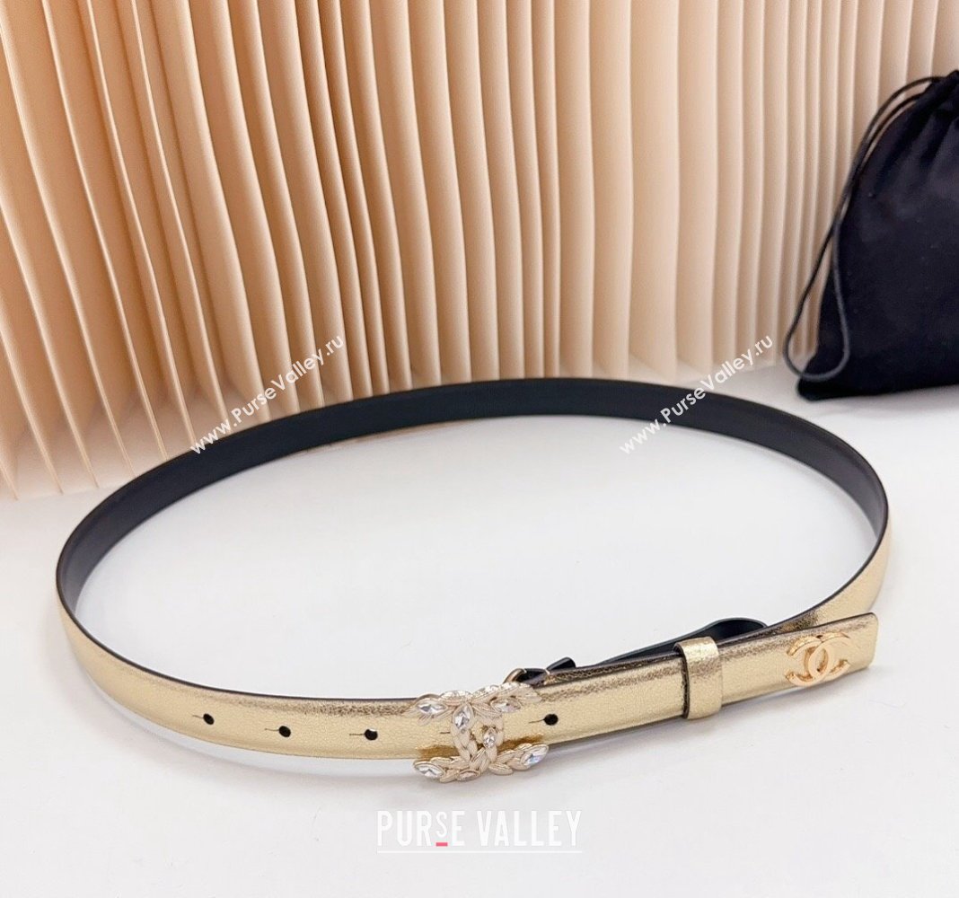 Chanel Calfskin Belt 2cm with Strass CC Buckle Gold-Tone 2024 0617 (99-240617009)