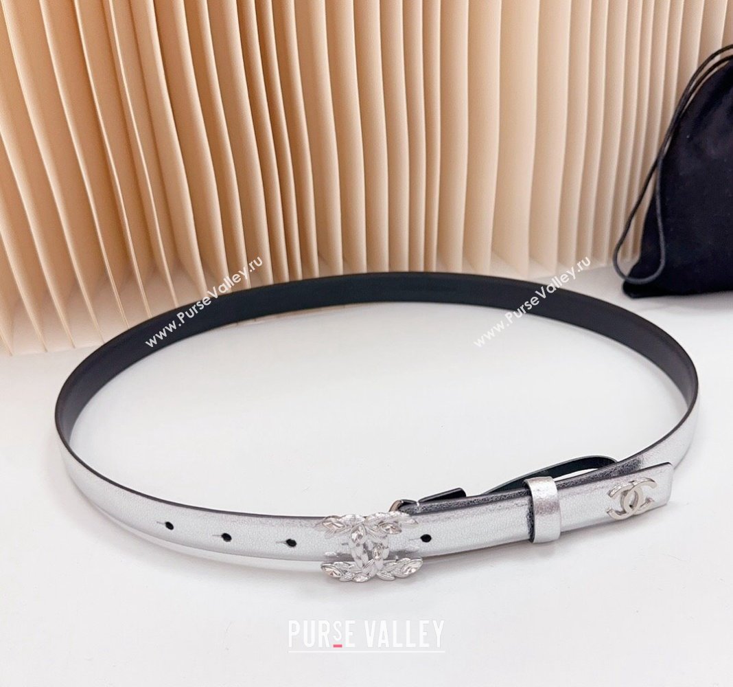 Chanel Calfskin Belt 2cm with Strass CC Buckle Silver-Tone 2024 0617 (99-240617010)