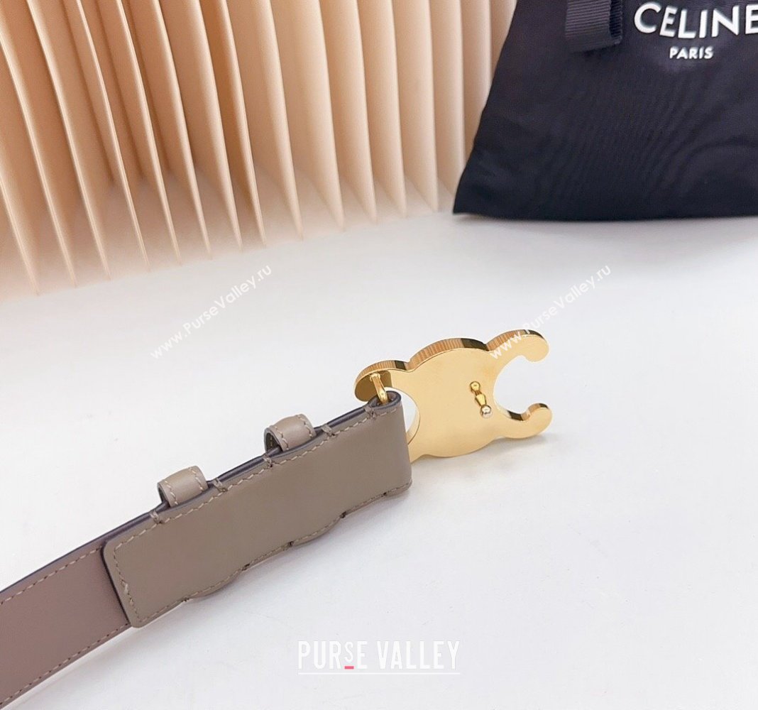 Celine Triomphe Calfskin Belt 3.4cm with Shiny Gold Buckle Grey 2024 0615 (99-240615060)