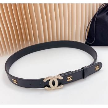 Chanel Calfskin Belt 3cm with Metal CC Buckle Black 2024 061702 (99-240617018)