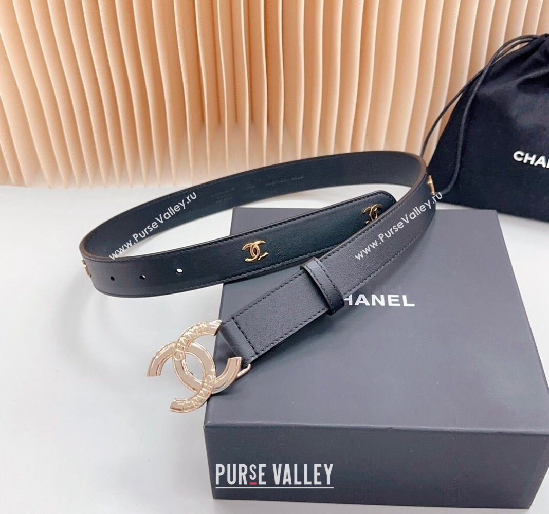 Chanel Calfskin Belt 3cm with Metal CC Buckle Black 2024 061702 (99-240617018)