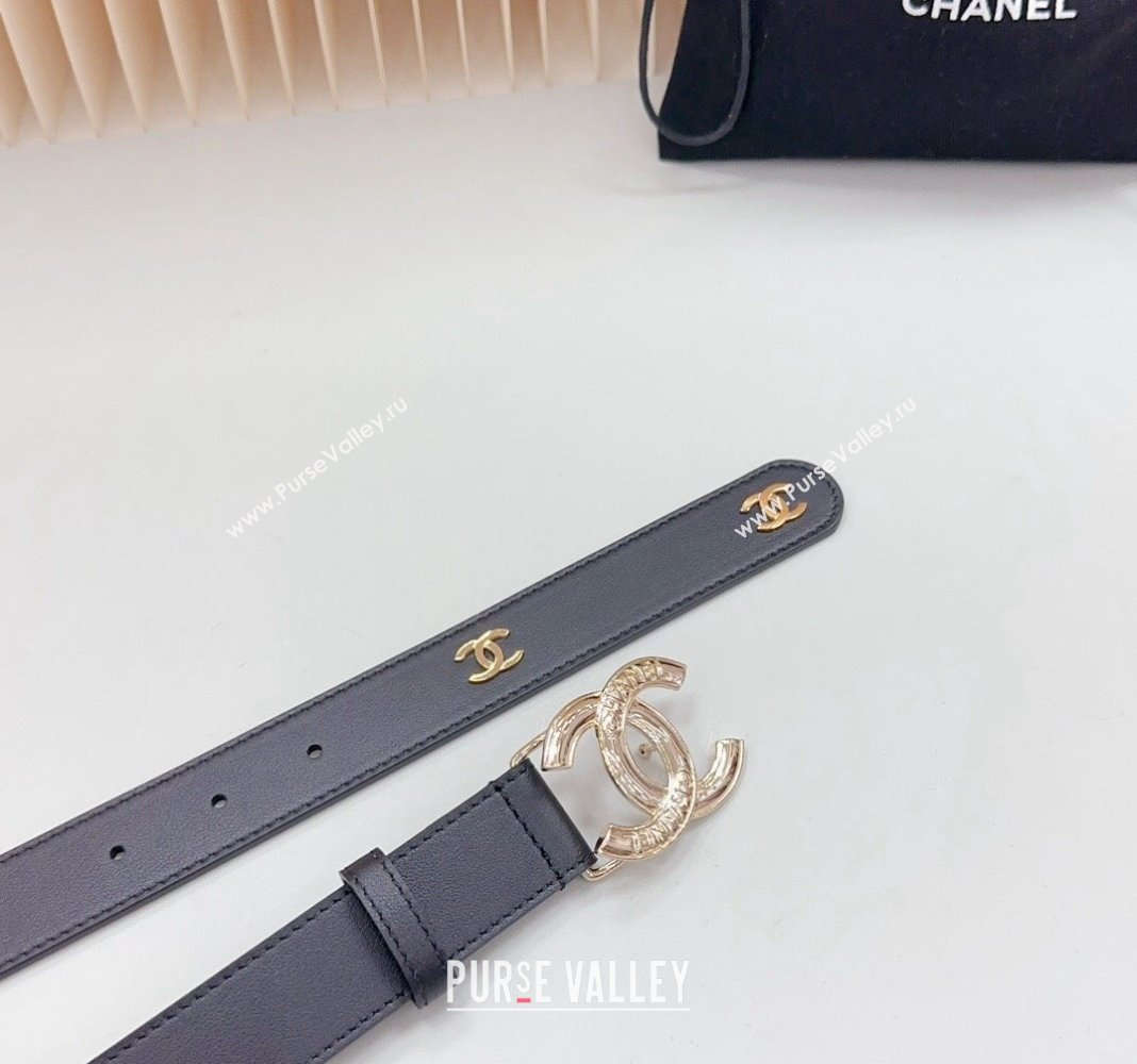 Chanel Calfskin Belt 3cm with Metal CC Buckle Black 2024 061702 (99-240617018)