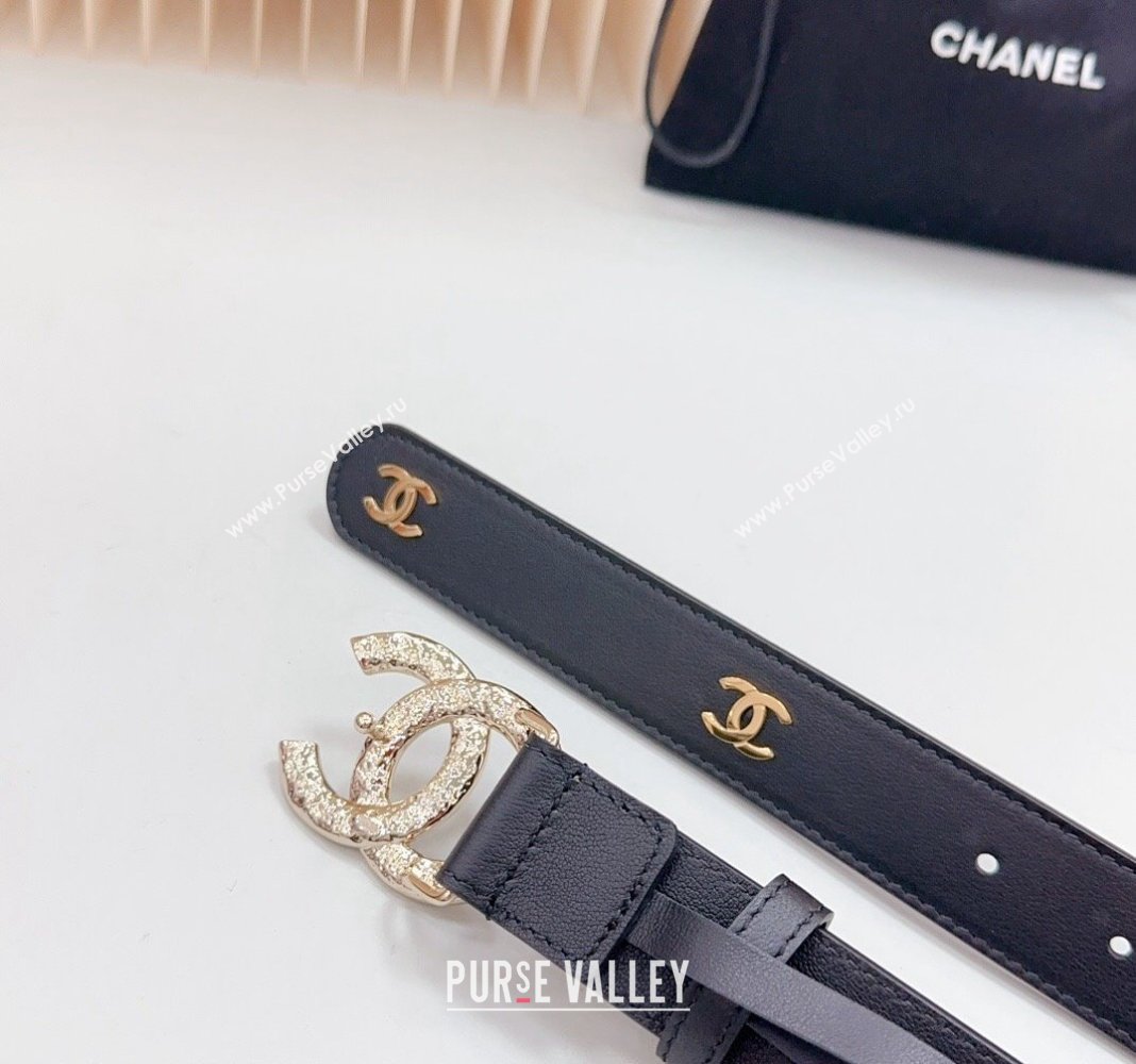 Chanel Calfskin Belt 3cm with Metal CC Buckle Black 2024 061702 (99-240617018)