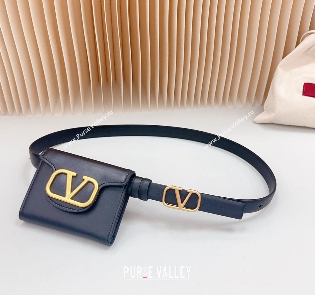 Valentino VLogo Pouch Belt 2cm in Calfskin Black 2024 0615 (99-240615069)