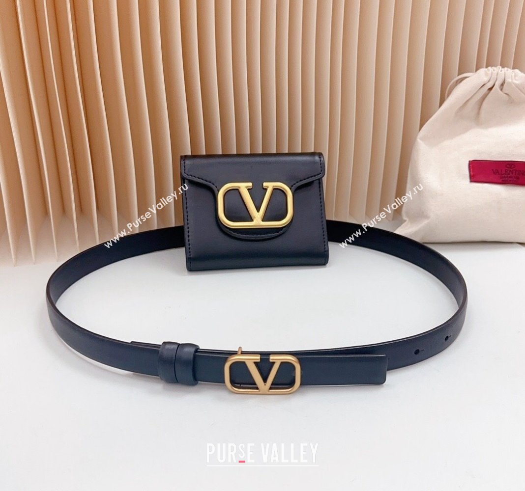 Valentino VLogo Pouch Belt 2cm in Calfskin Black 2024 0615 (99-240615069)