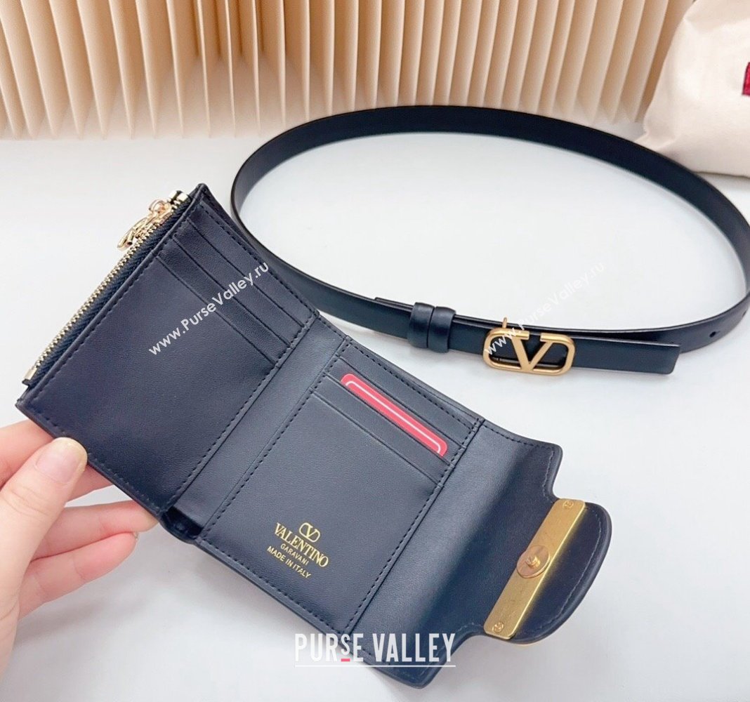 Valentino VLogo Pouch Belt 2cm in Calfskin Black 2024 0615 (99-240615069)