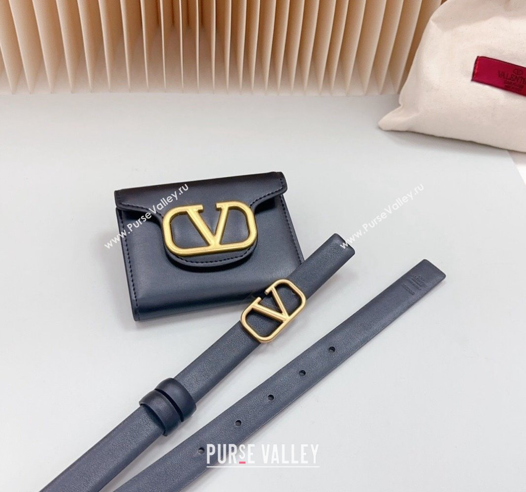 Valentino VLogo Pouch Belt 2cm in Calfskin Black 2024 0615 (99-240615069)