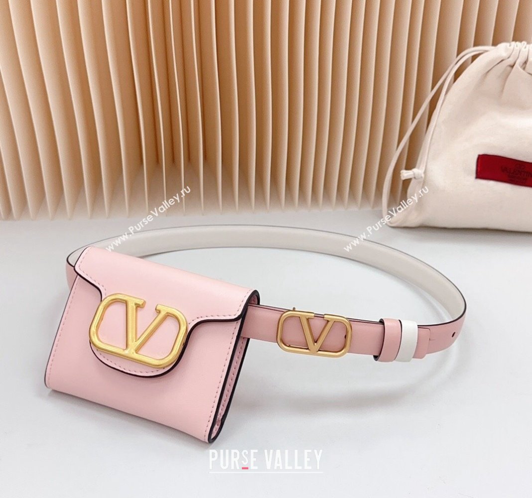Valentino VLogo Pouch Belt 2cm in Calfskin Light Pink 2024 0615 (99-240615073)