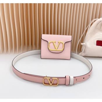 Valentino VLogo Pouch Belt 2cm in Calfskin Light Pink 2024 0615 (99-240615073)