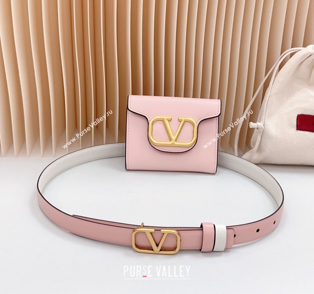 Valentino VLogo Pouch Belt 2cm in Calfskin Light Pink 2024 0615 (99-240615073)