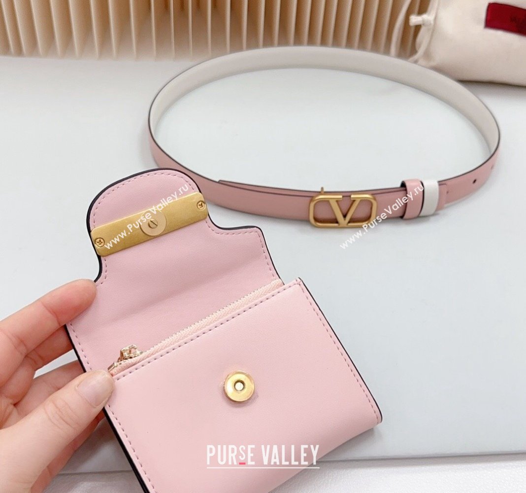 Valentino VLogo Pouch Belt 2cm in Calfskin Light Pink 2024 0615 (99-240615073)