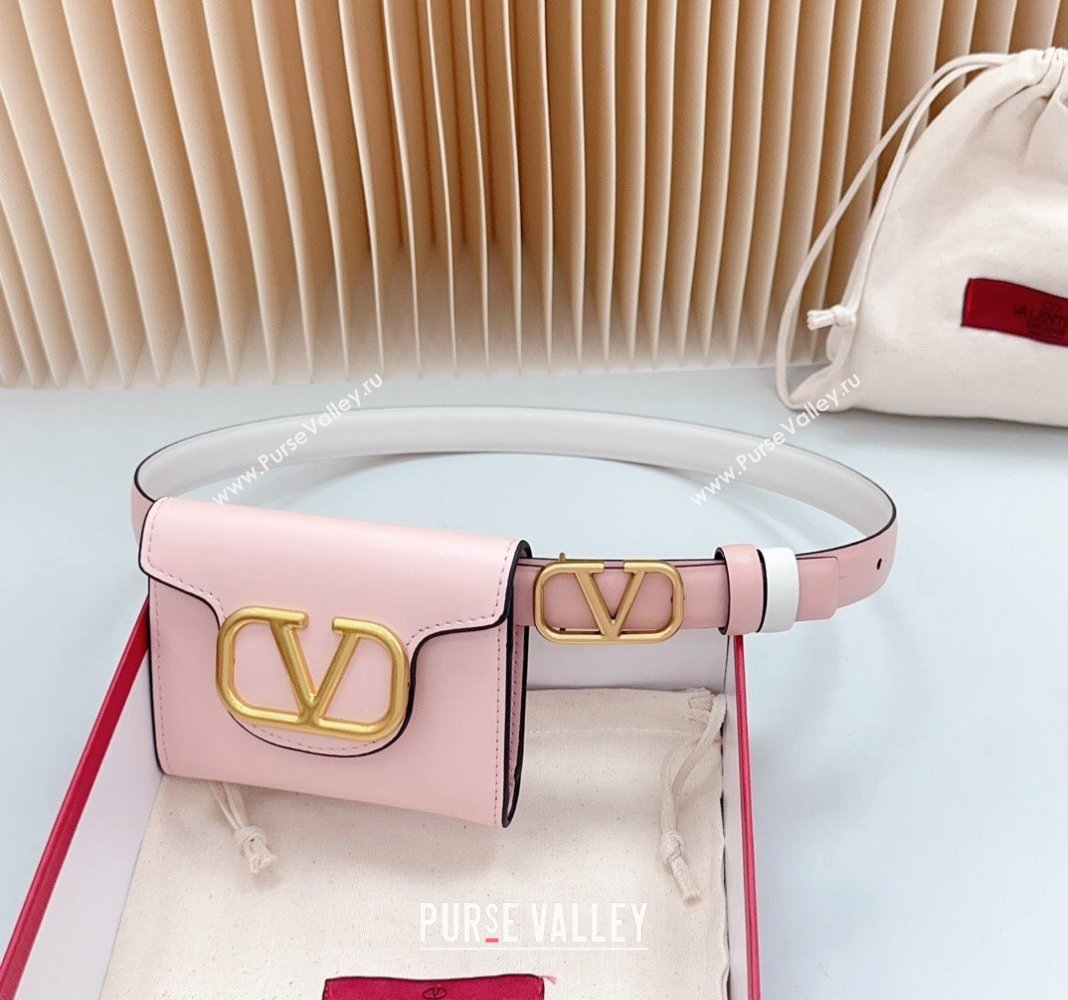Valentino VLogo Pouch Belt 2cm in Calfskin Light Pink 2024 0615 (99-240615073)