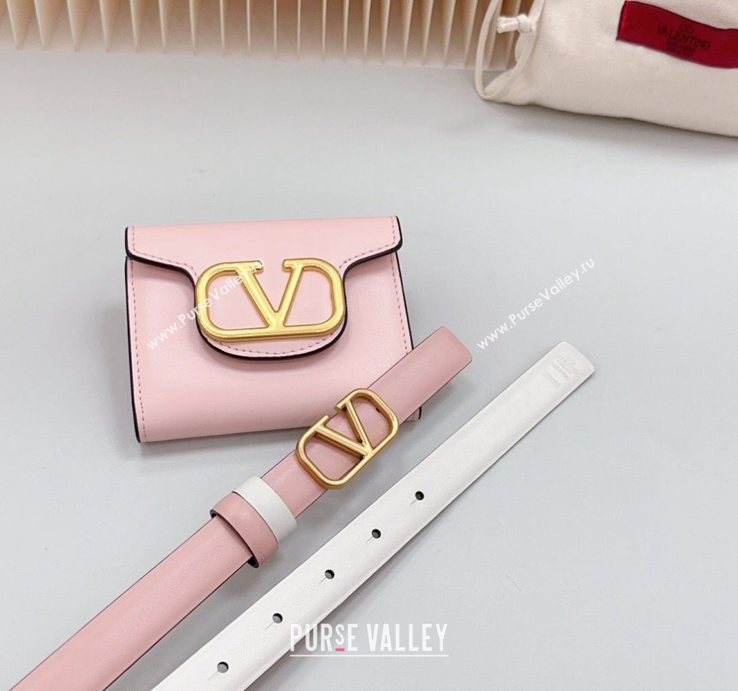 Valentino VLogo Pouch Belt 2cm in Calfskin Light Pink 2024 0615 (99-240615073)
