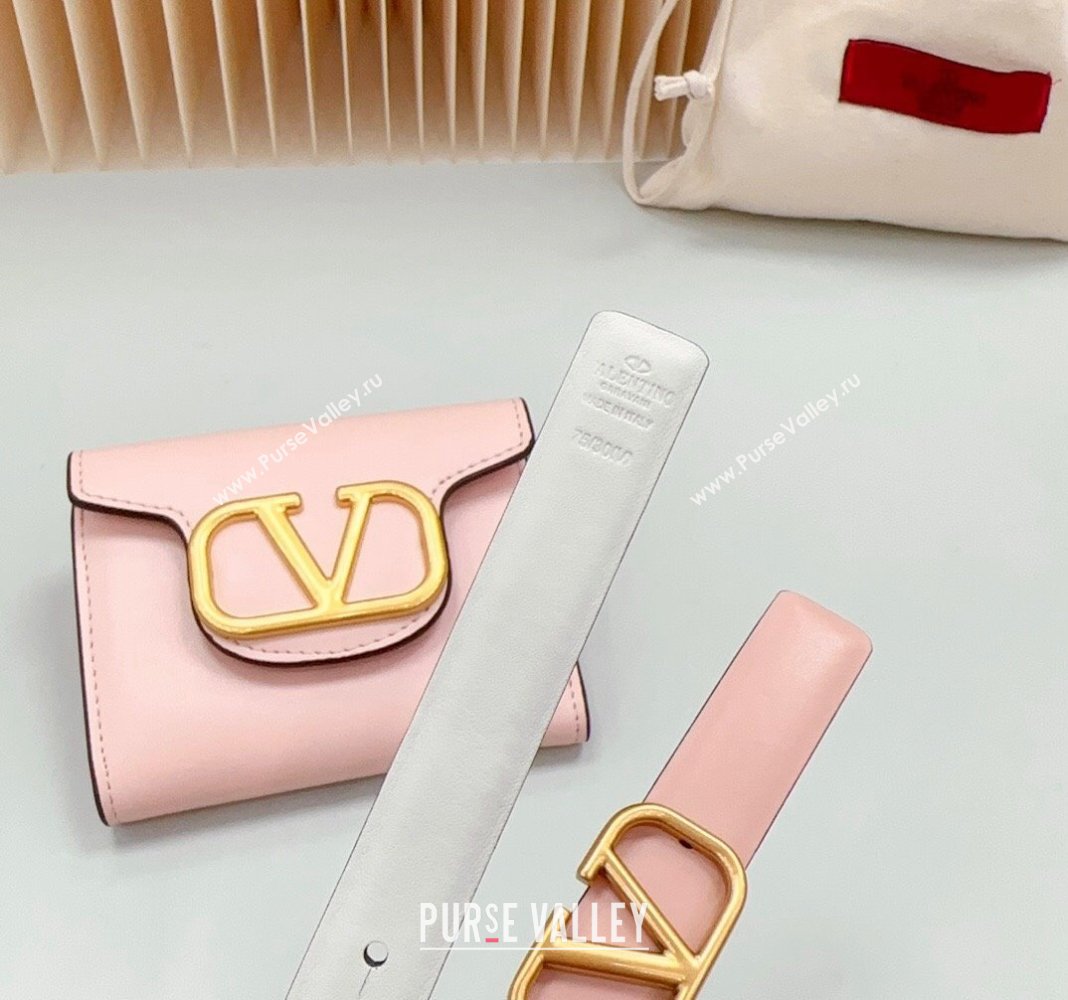 Valentino VLogo Pouch Belt 2cm in Calfskin Light Pink 2024 0615 (99-240615073)