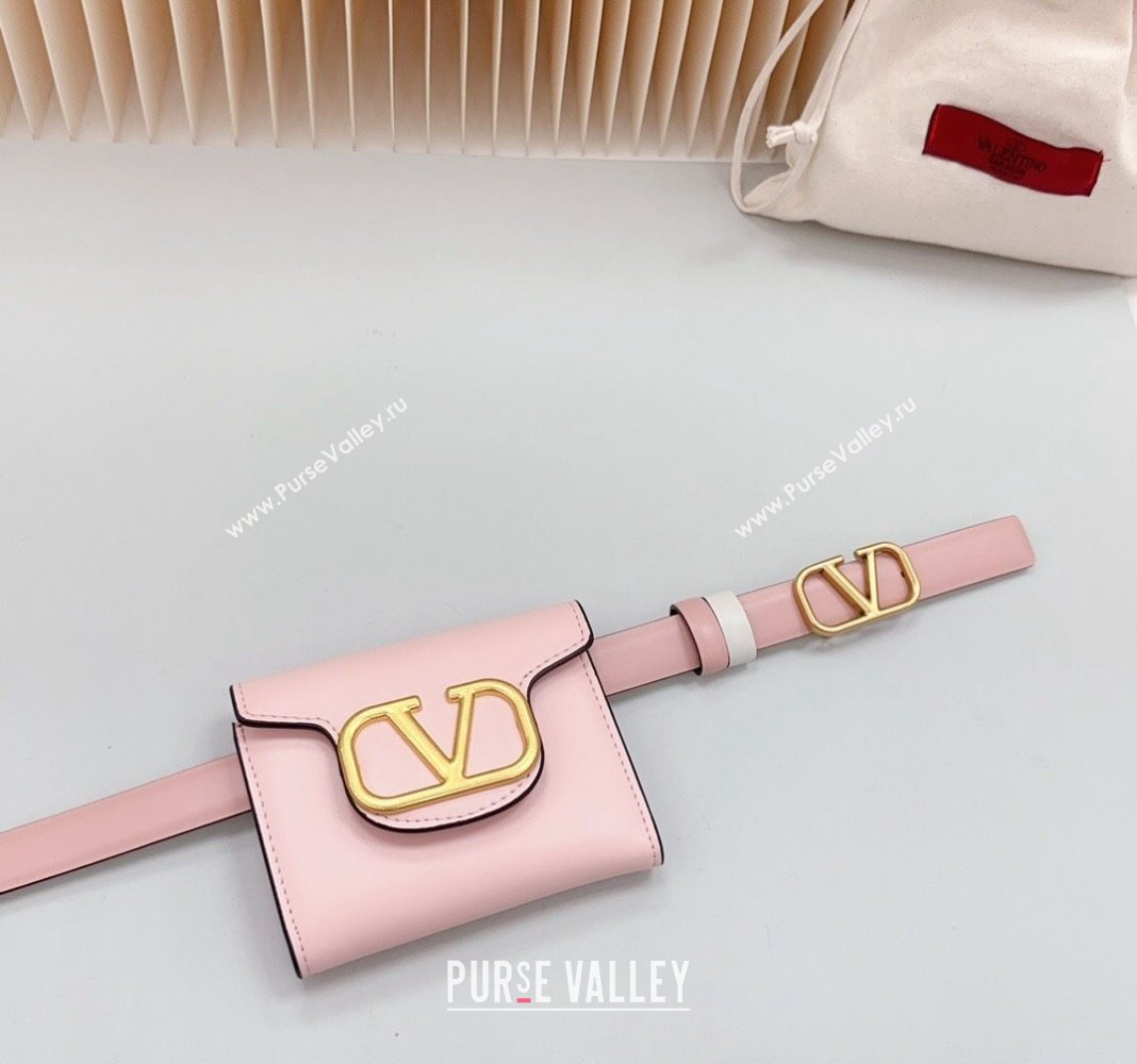 Valentino VLogo Pouch Belt 2cm in Calfskin Light Pink 2024 0615 (99-240615073)