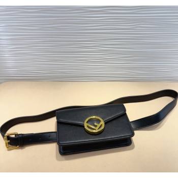 Fendi Leather Pouch Belt 3cm Black 2024 070802 (99-240708051)
