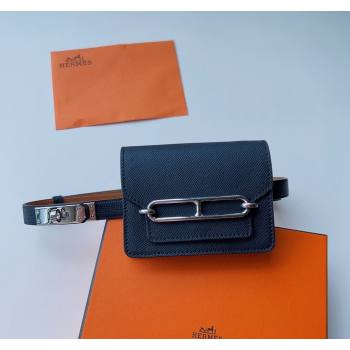 Hermes Roulis Slim Hop Pouch Belt in Grained Calfskin Black 2024 0706 (99-240706013)