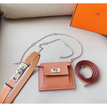 Hermes Kelly Pocket Trap Pouch Belt in Grianed Calfskin Brown 2024 0708 (99-240708053)