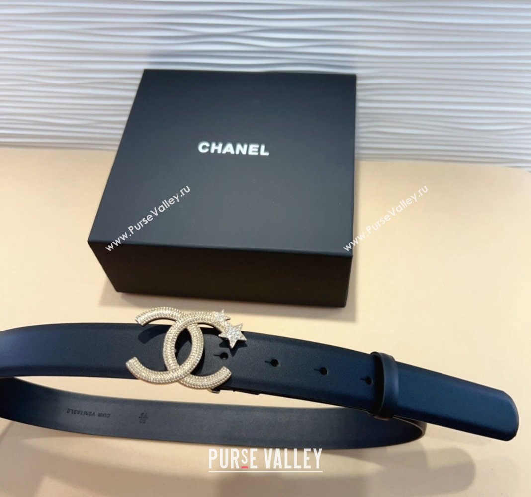 Chanel Classic Calfskin Belt 3cm with Star Strass CC Black/Gold 2024 070802 (99-240708063)