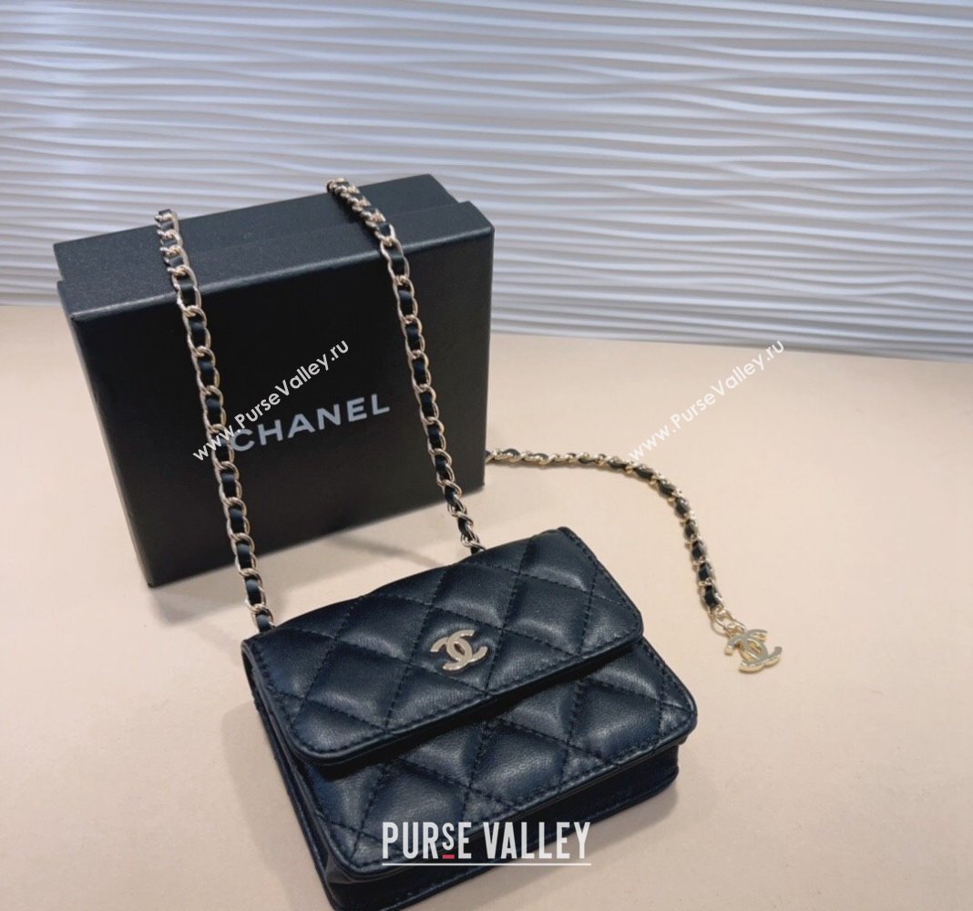 Chanel Lambskin Chain Mini Belt Bag Black 2024 0708 (99-240708006)