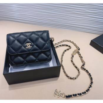 Chanel Lambskin Chain Mini Belt Bag Black 2024 0708 (99-240708006)