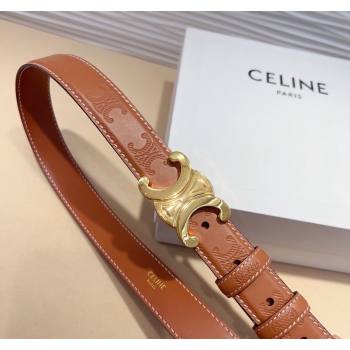 Celine Triomphe Embossed Leather Belt 2.5cm Brown 2024 070804 (99-240708119)