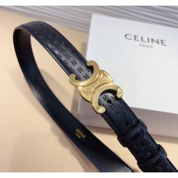 Celine Triomphe Embossed Leather Belt 2.5cm Black 2024 070805 (99-240708121)